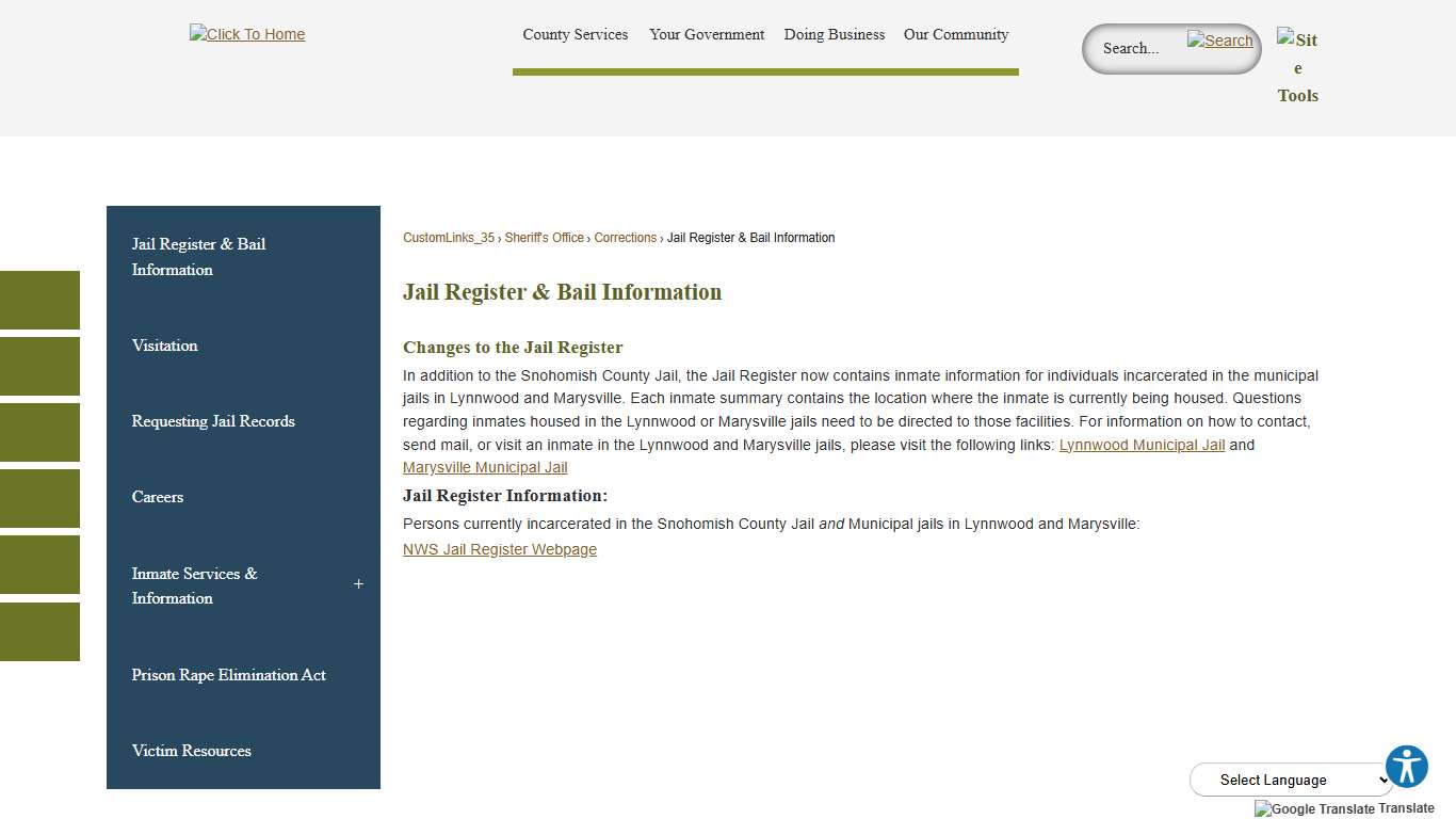 Jail Register & Bail Information | Snohomish County, WA - Official Website